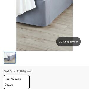 Full/ queen, gray bed skirt. Used for staging only!